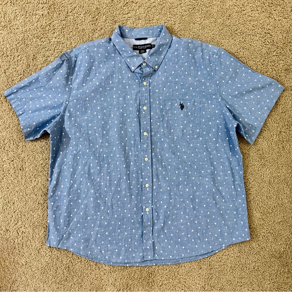 U.S. Polo Assn. Men's Blue Patterned Casual Shirt